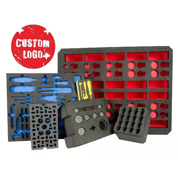 Custom laser die cut Black Expandable Polyethylene carbon EVA EPE foam cardboard tool box packaging case insert foam for box