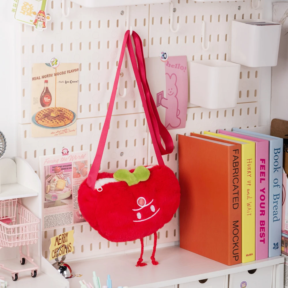 New arrival Tomato Crossbody Bag 100% polyester fibre material PP cotton stuffed plush bag