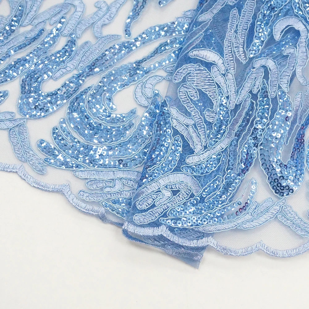 SH20 wholesale french lace wedding glitter lace dress sequin embroidery beaded lace fabric africanstyle