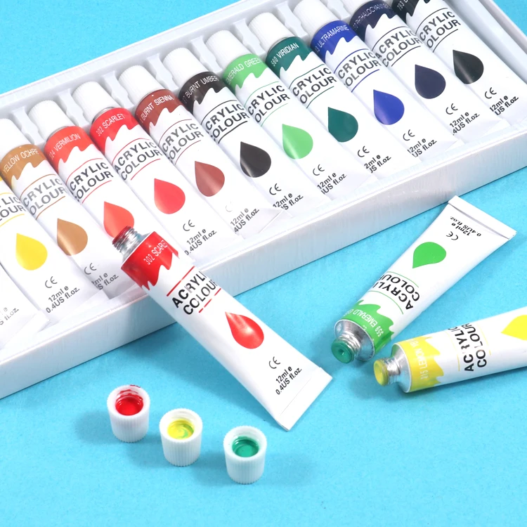 Foska Non-toxic Acrylic Paints Heavy-Body 0.41 Fl oz 12ML Tubes Rich Pigments Waterproof Widely Used Paint Kit