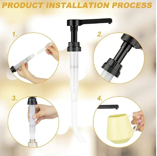 2 Pcs Syrup Pump Dispenser for 64 oz Syrup Bottles Reusable Sauce Pump Coffee Syrup Dispenser Multifunctional Sugar Dispenser