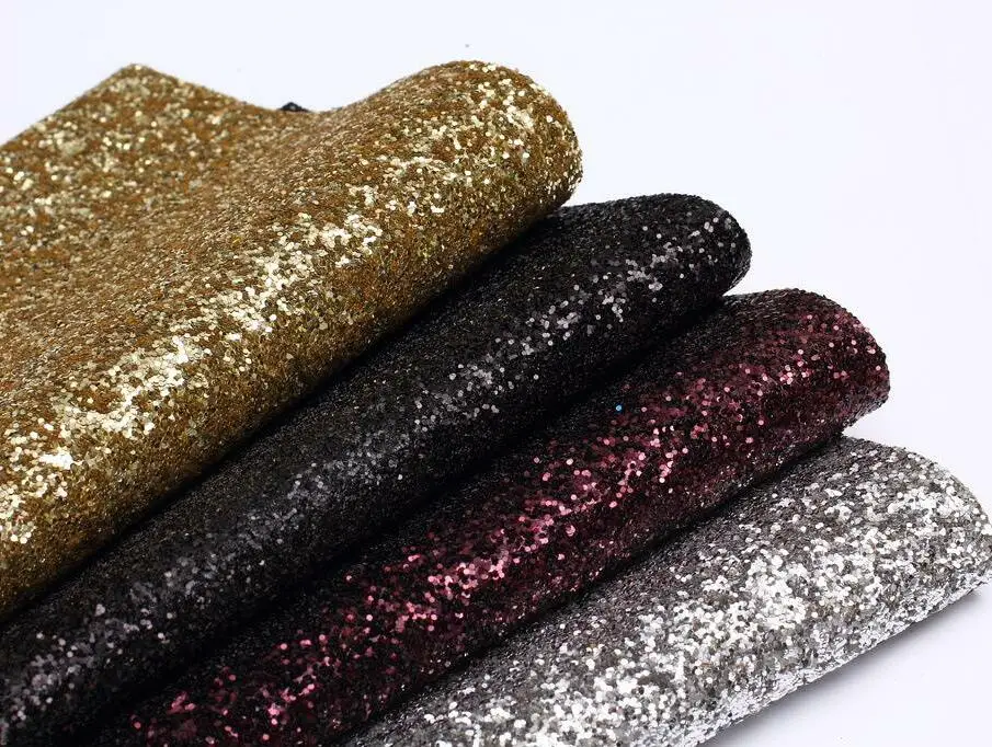 GLITTER FINO Polyester Synthetic PU Leather with Enhanced Visual Appeal Glitter Vinyl Faux Elastic Fabric for Shoes