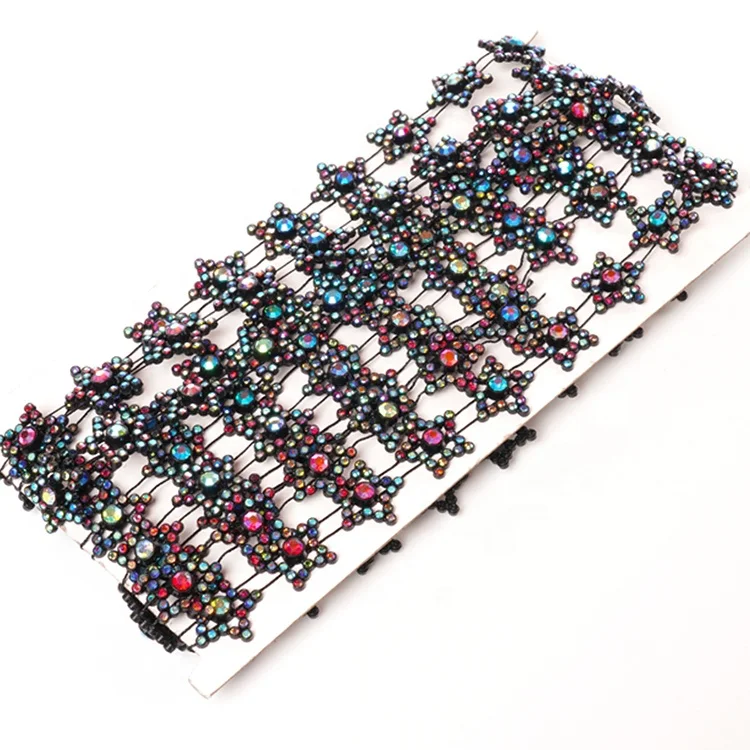 Fashionable and attractive a row stars shape polychrome rhinestone banding Crystal Rhinestone trims cup chain for decorating