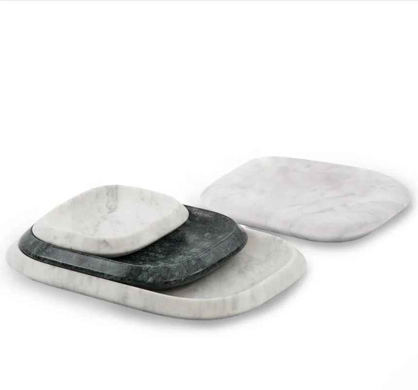 Rectangle Light Grey Natural Marble storage trays modern Minimalist ring jewelry watch display tray
