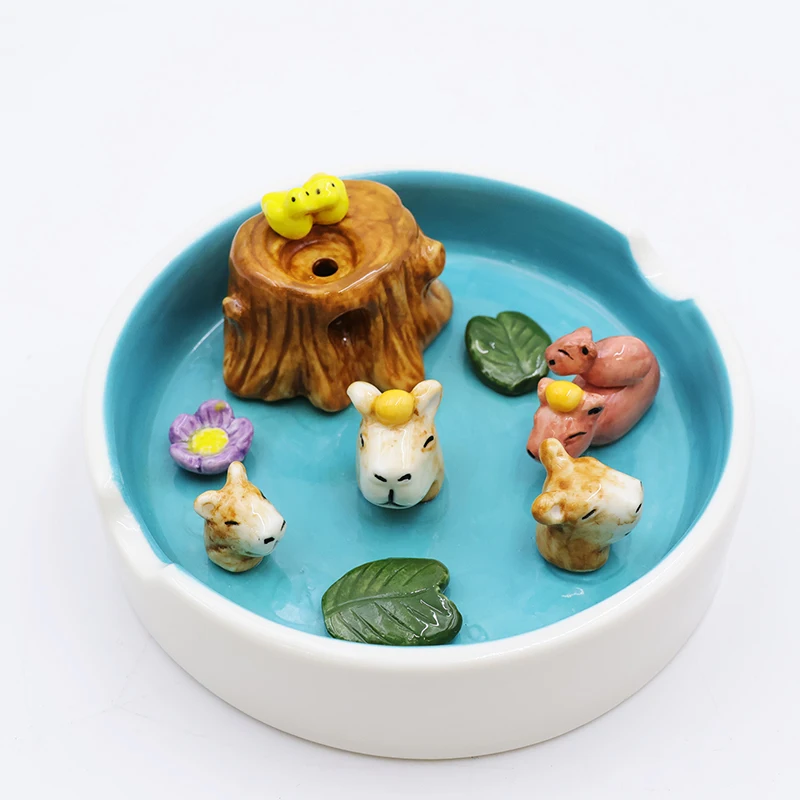 Wholesale office decor cute new design 3d cigar ash tray deflow incense burner custom ceramic guinea pig ashtray
