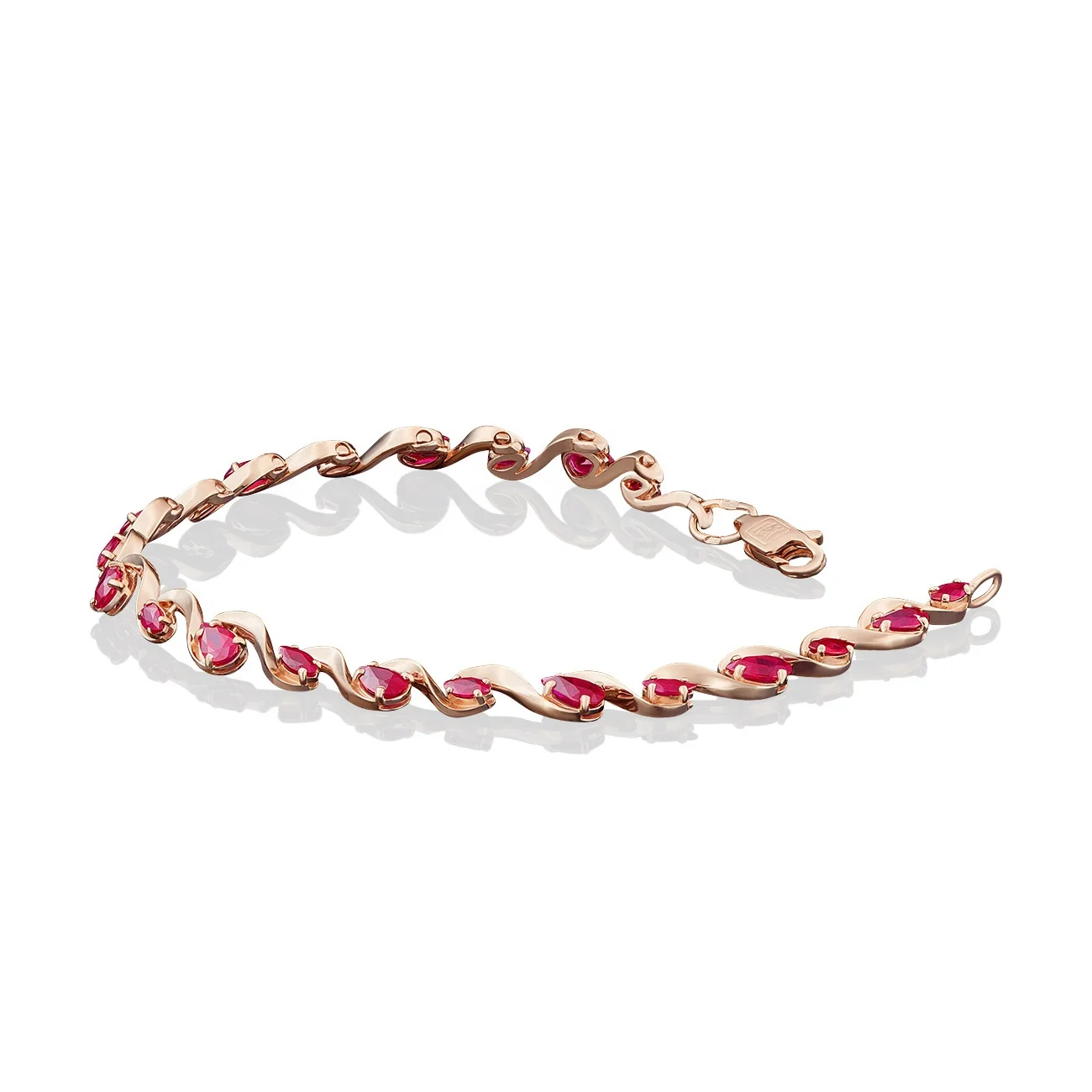 Classic Charm Bracelet 14K Solid Rose Yellow Gold Ruby