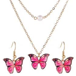 Hot Selling Cute Butterfly Chain Charms Necklace Set For Women