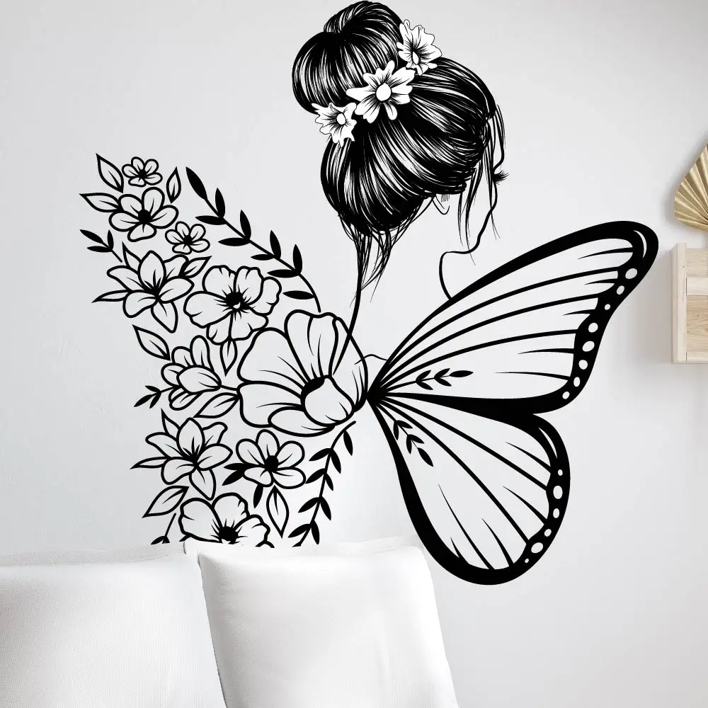 home decoration flower butterfly wing wall stickers for girls bedroom photo