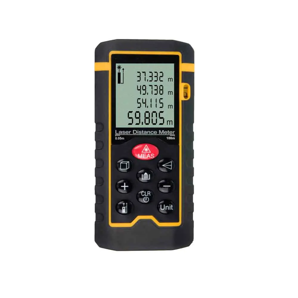  HTI HT-100 открытый цифровой лазерный дальномер 100 м 2*1 5 V AAA промышленный 0 05-100m 116*56 * маленького размера круглой формы с диаметром 32 мм 2