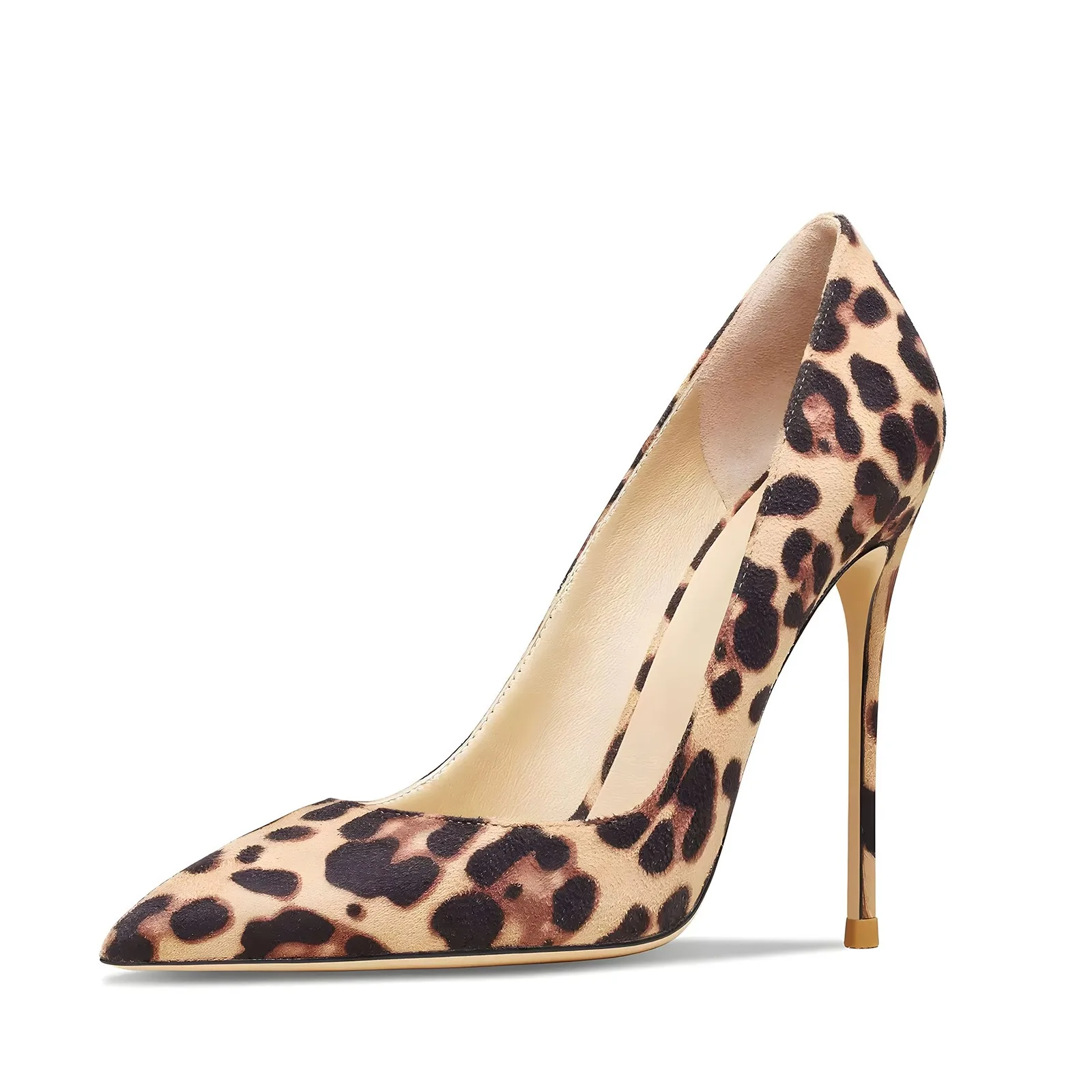 Drop Shipping 2024 New Arrival Pointy Toe Microfiber Leather Stiletto High Heel Leopard Party Club Show Shoes for Women