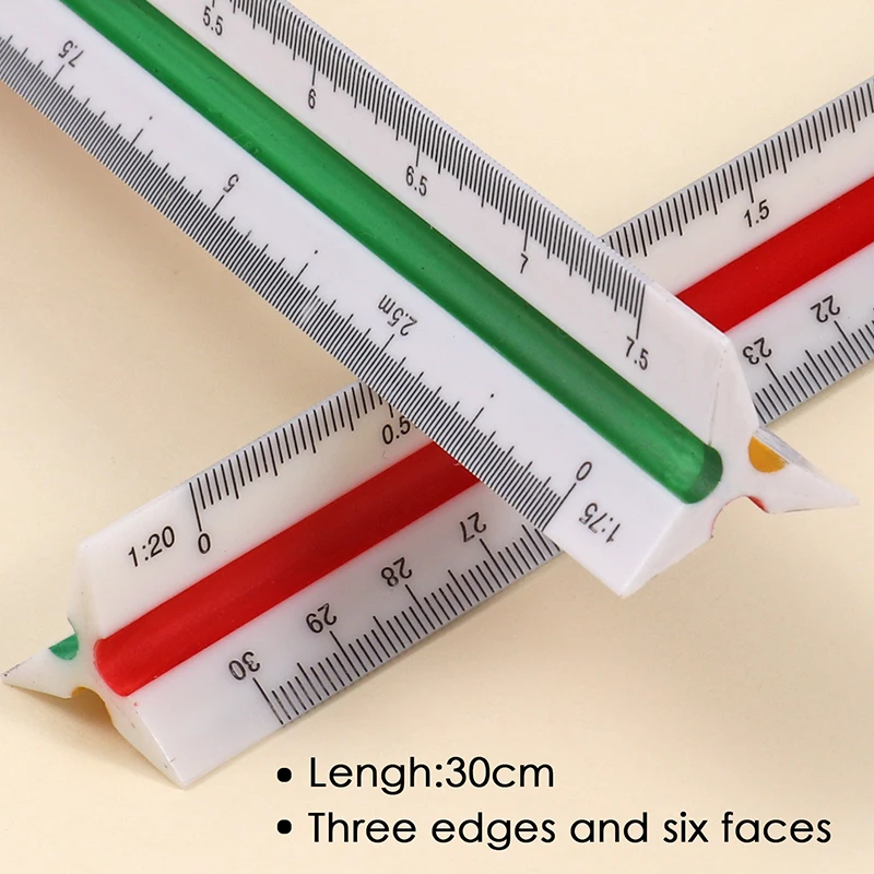 High Quality 30cm Plastic Triangle Scale Ruler WR001U