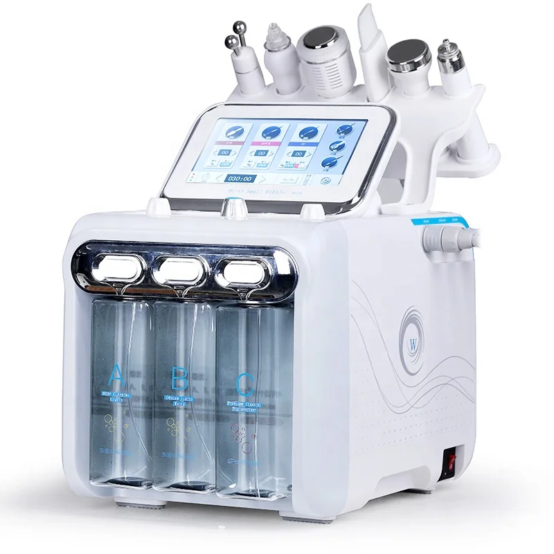 6 in 1 ultrasonic hot & cold hammer hydra peel facial diamond dermabrasion machine