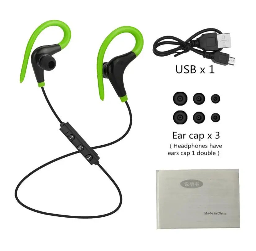 Horns Sweatproof Wireless Bluetooths Earphones Headphones Sport Headset Gym with Ear Hook For Samsung iPhone
