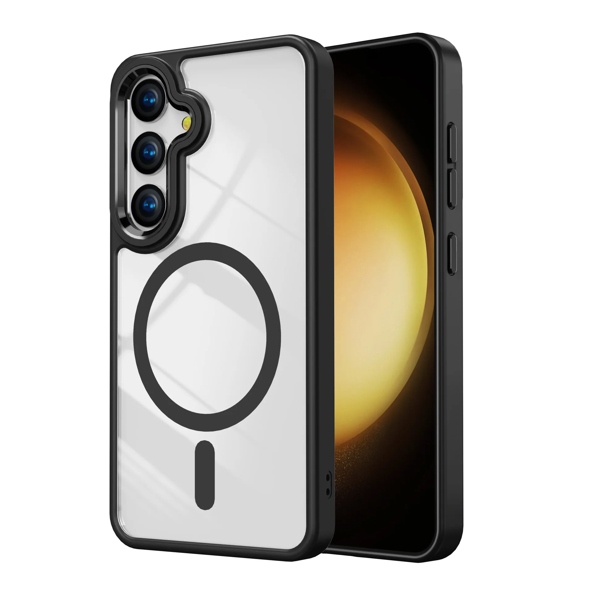 For Samsung s24ultra case transparent magnetic cell phone case gold shield s24 metal anti-fall wholesale case