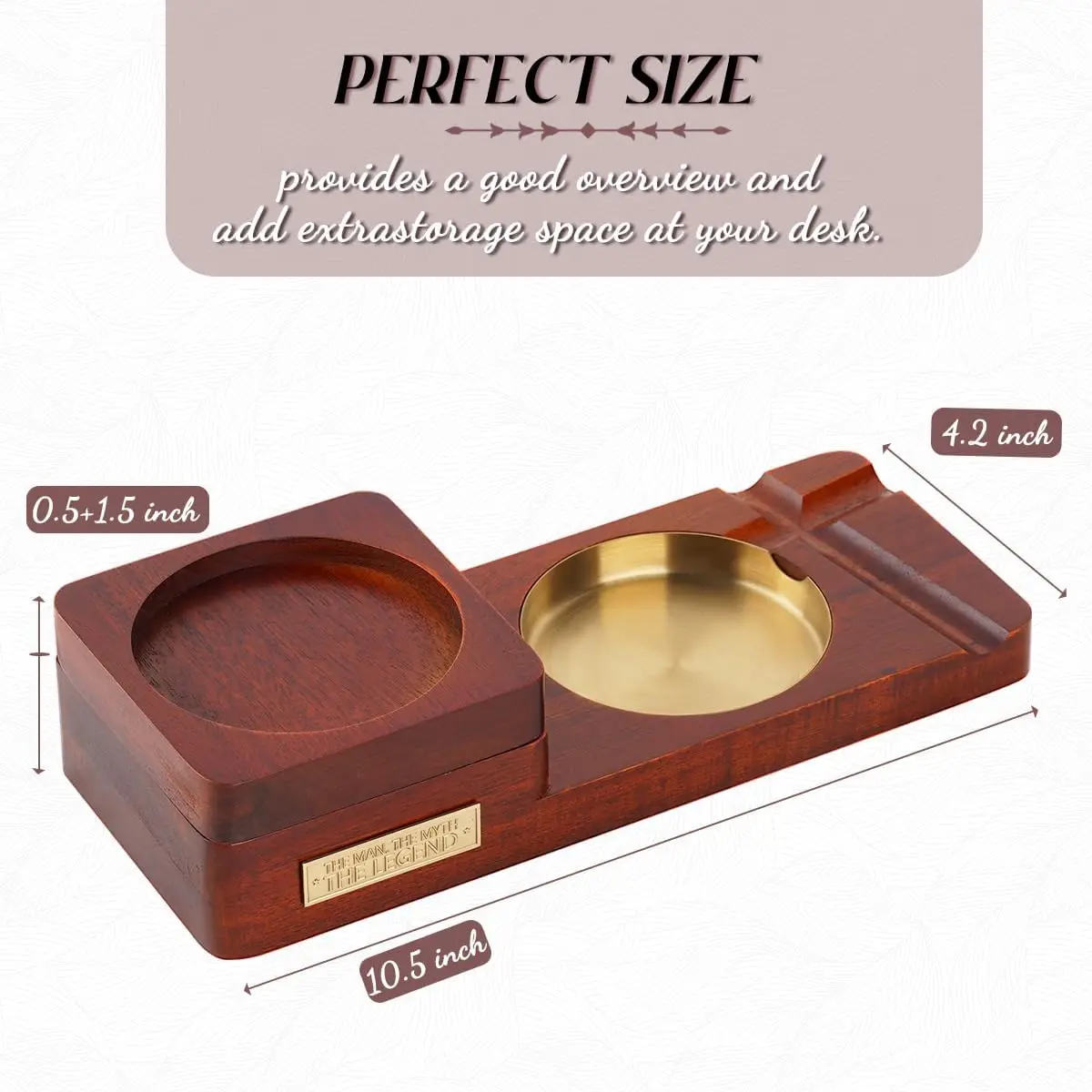 OZCHIN Large Bamboo Box with Combination Lock Decorative Box and Wooden Cigar Ashtray with Whiskey Glass Tray