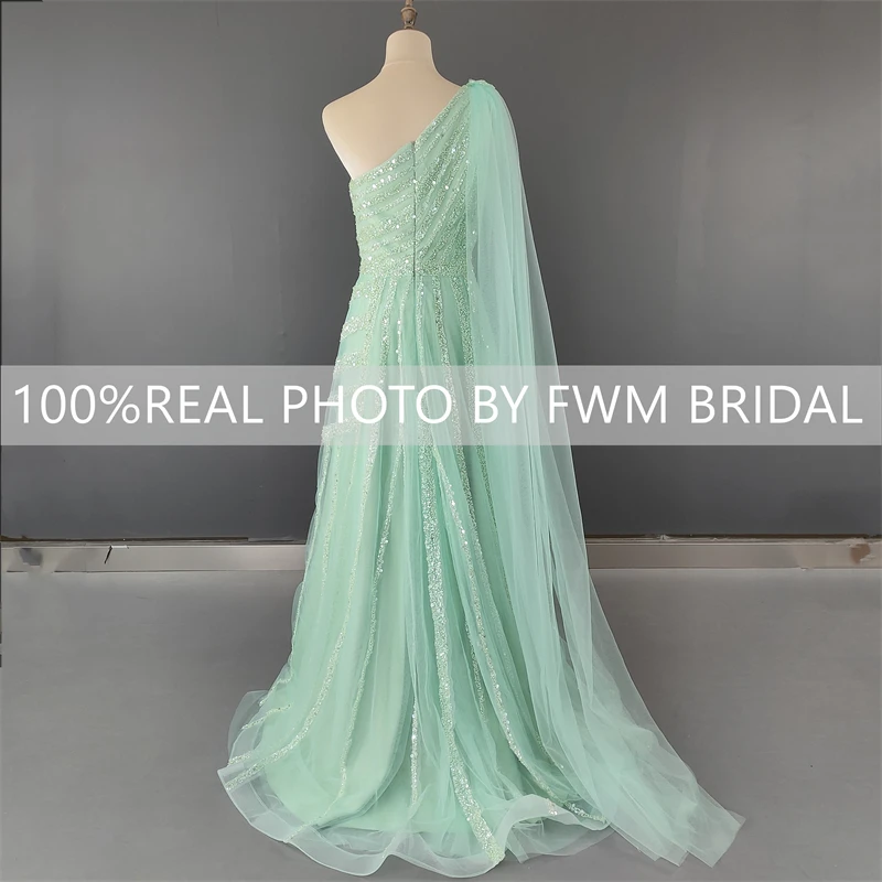 14397# Real Photos Shiny Sequins Split Front Engagement Wedding Gown Birthday Party Dress Plus Size Women Prom Evening Dress