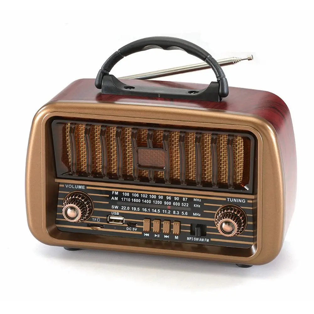 Retro radio NS-8067BT portable am fm sw wireless radio rechargeable wooden finish old style radio
