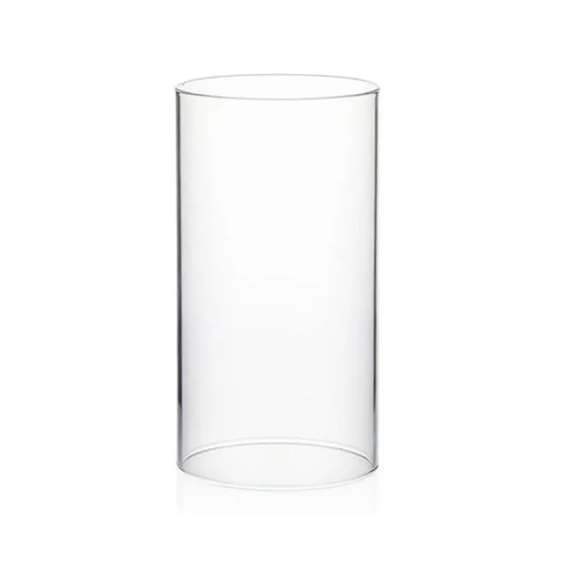 Glass Candle Holder Sleeve Clear Glass Cylinder Chimney Tube Open Ended Candle Shade Bottomless Cylindrical Glass