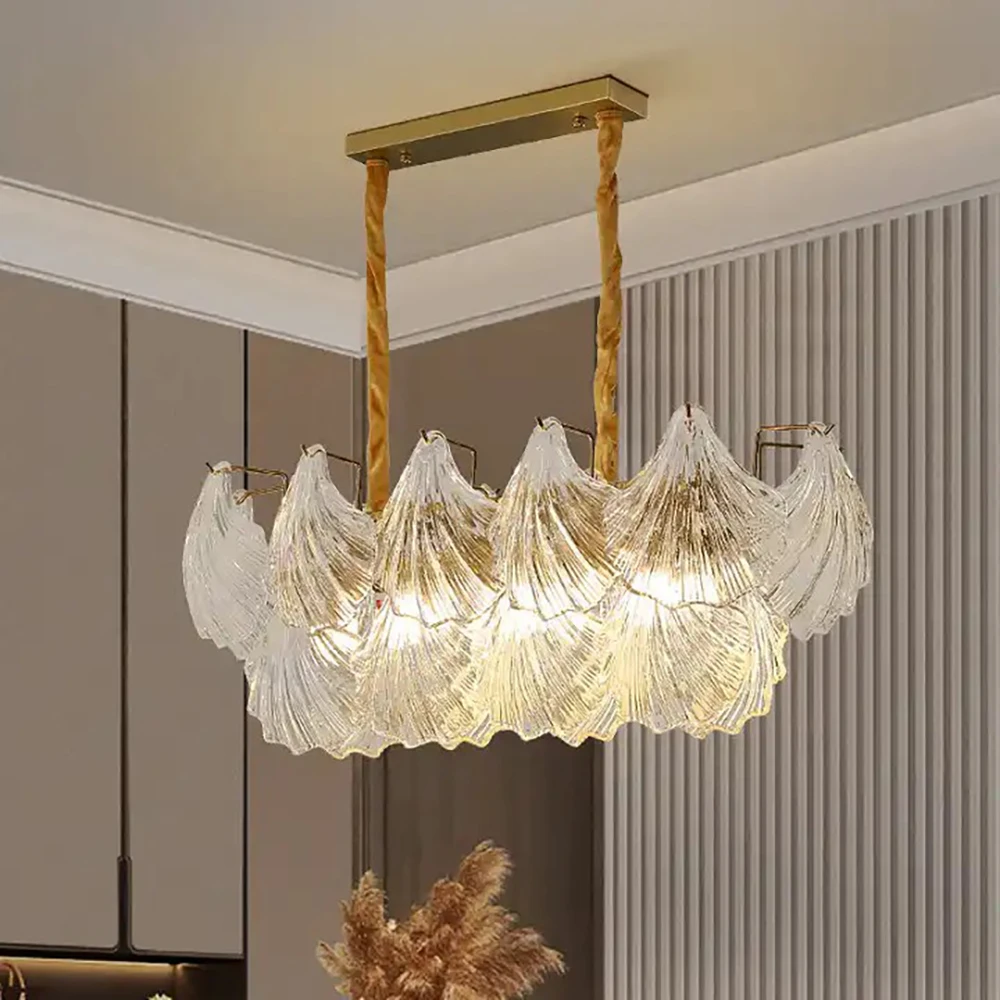 Deco Customizable High Ceiling Apartment Capiz Shell Chandelier Luxury Shell Lamp Upscale Bedroom Dining Room French Chandelier
