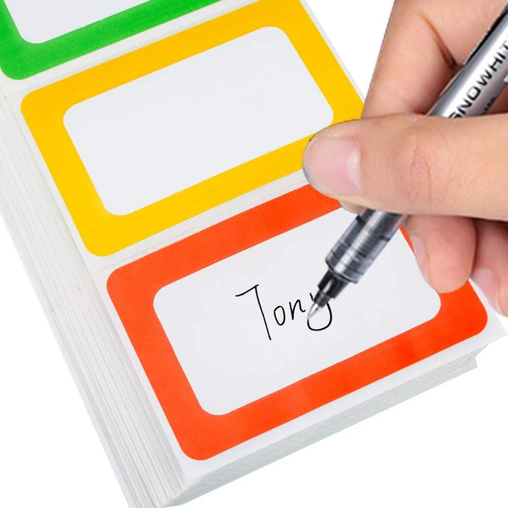 Factory direct sales Plain Name Tag Stickers Colorful Border Name Tag Labels for Classification of goods