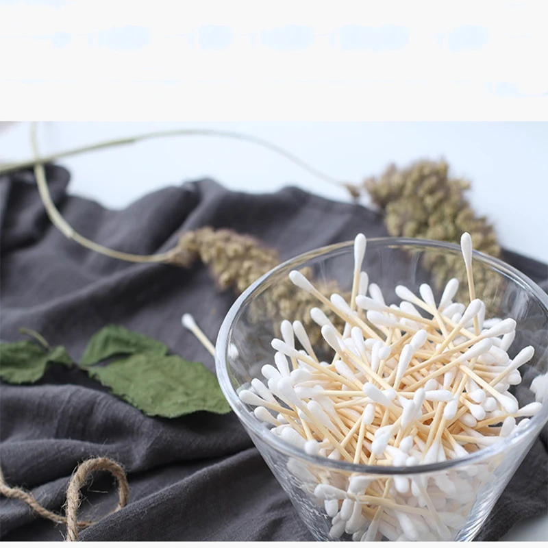 Eco Friendly Ear Cleaning Cotton Buds Swab Makeup Cotton Swabs Ear Swab Double Round Head Cotton Bud