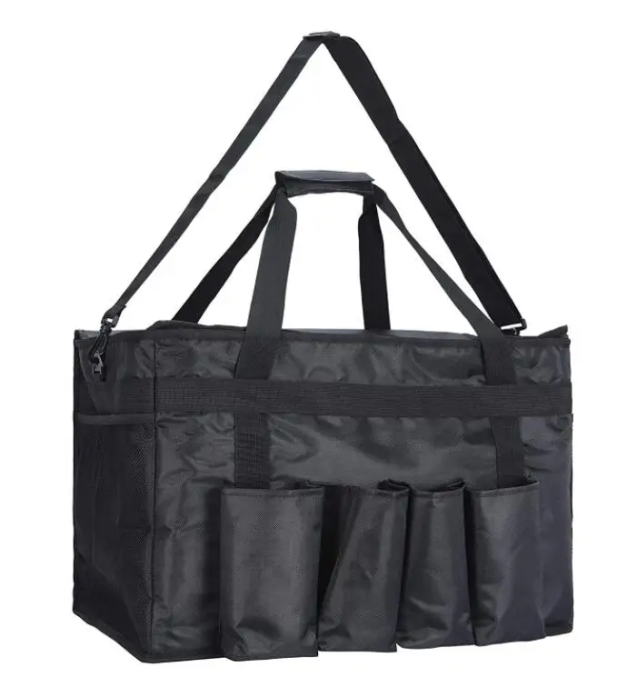 Insulated Food Delivery Bag with 4 Cup Holders, 22 x 12 x 14 Inch Commercial Pizza Delivery Bag, Reusable Grocery Bag