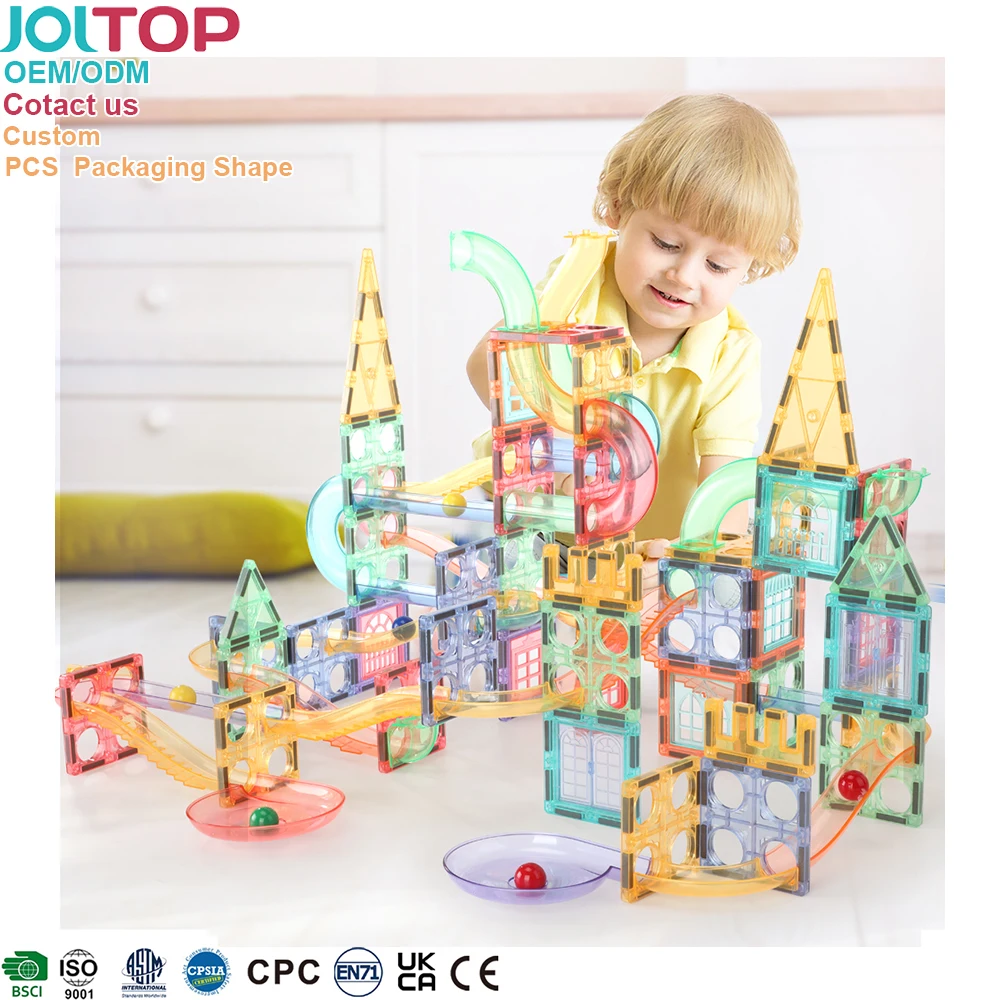 Factory Wholesale ODM/OEM Marble Run Tube Pipe Kids Toys Magnetic Building Blocks ABS Plastic Creative Magnetic Building Tiles