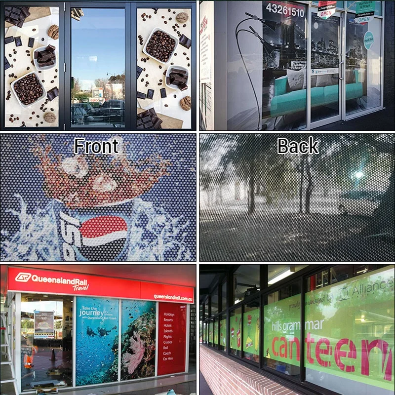 Wholesale PVC One Way Vision Window Sticker Glossy Removable Perforated Outdoor Advertising Transparent Vinyl Film