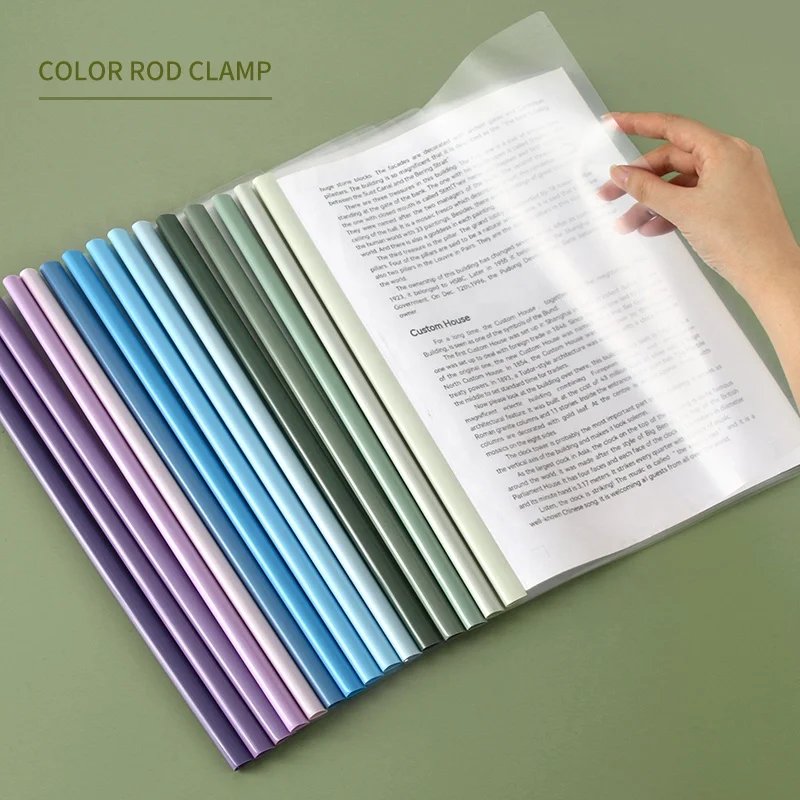 Wholesale A4 Plastic Transparent Report Cover Sliding Bar Business Spine Bar Presentation File Folder