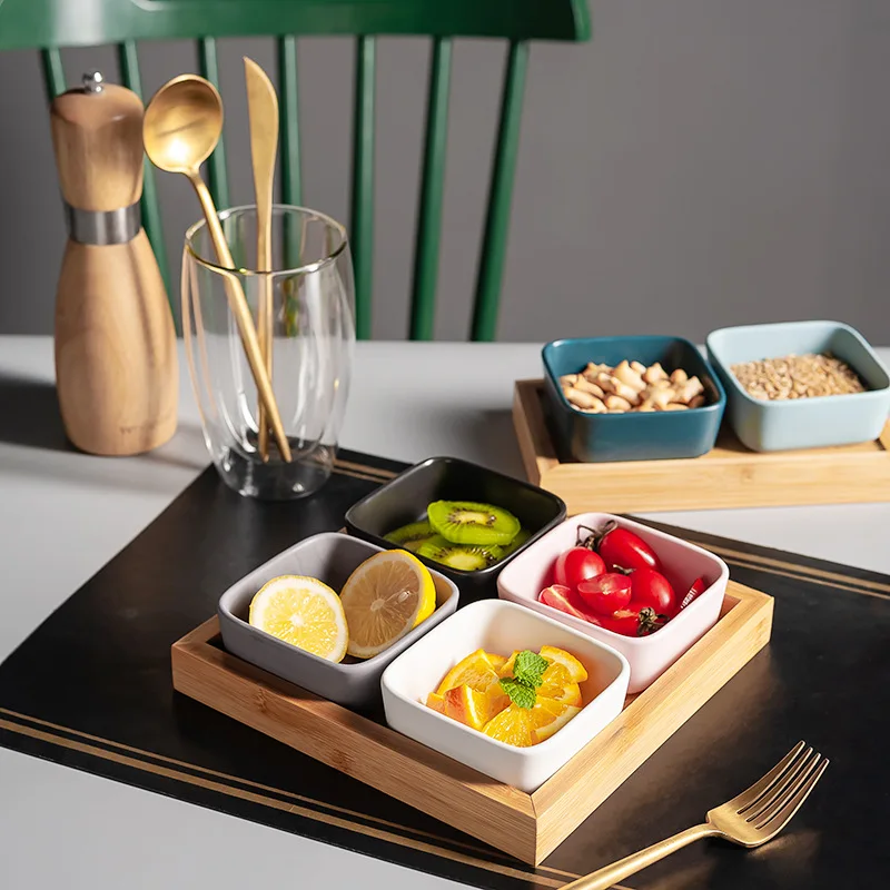 
Whole Sale Fashionable Ceramic Dry Fruit Tray Snack Tray Food Serving Tray With Compartments 