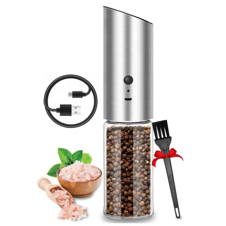 2022 самый популярный дизайн USB перезаряжаемая гравитационная электрическая мельница для соли и перца с регулируемой грубостью