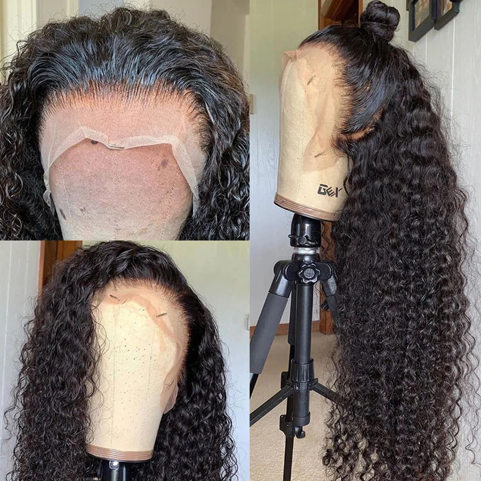 Cheap Brazilian Virgin Hair Kinky Curly Wig Human Hair Lace Front Wigs For Black Women Water Wave HD Lace Frontal Wig Human Hair