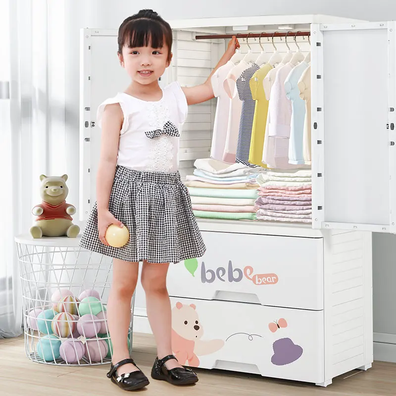 
Double opened door big drawer plastic cupboard organizer clothing cupboard 