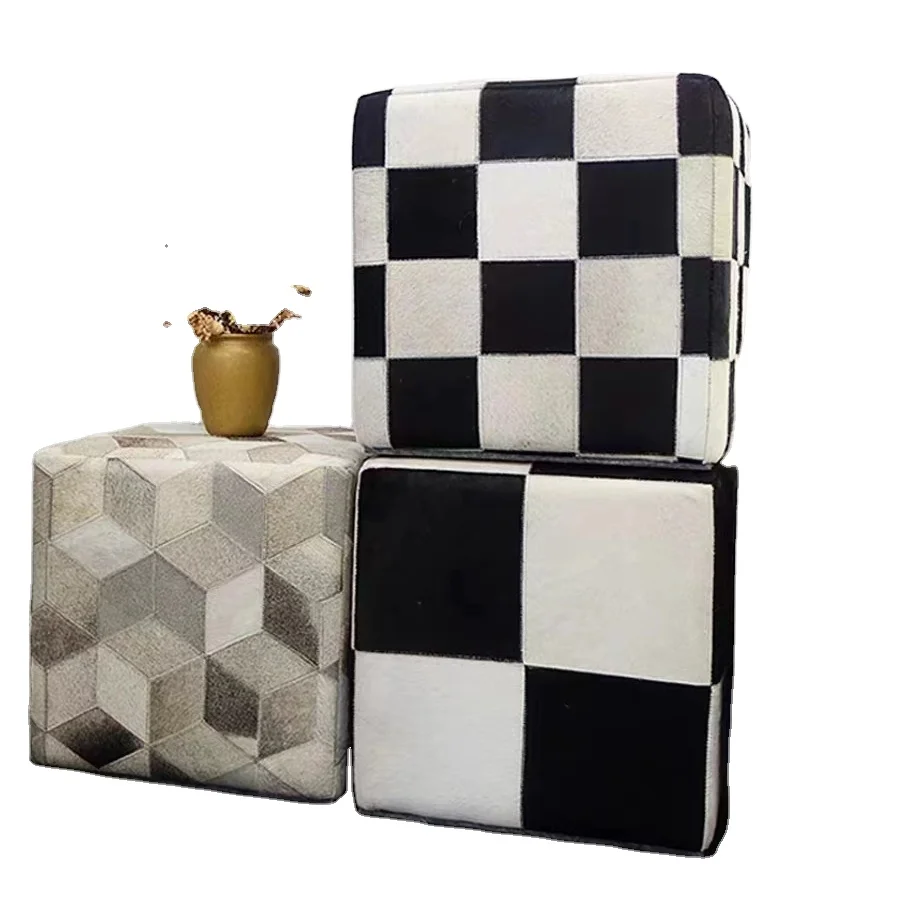 Natural Material Leather Stool leather desk mat Cowhide Handmade Factory Easy Clean Carpet For Home