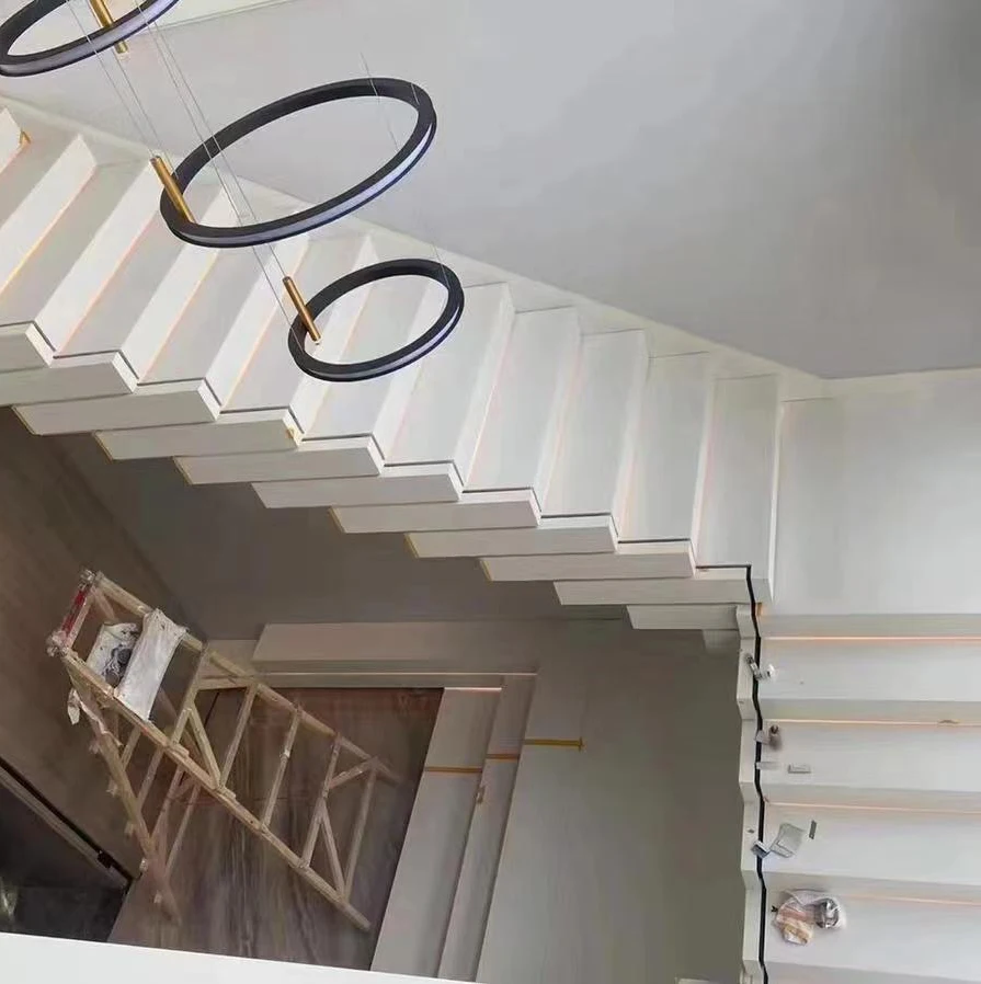 2022 New Arrival House Floating Stairs on The Wall Staircase Ladders Led Stair Step Lighting Straight Stair Modern