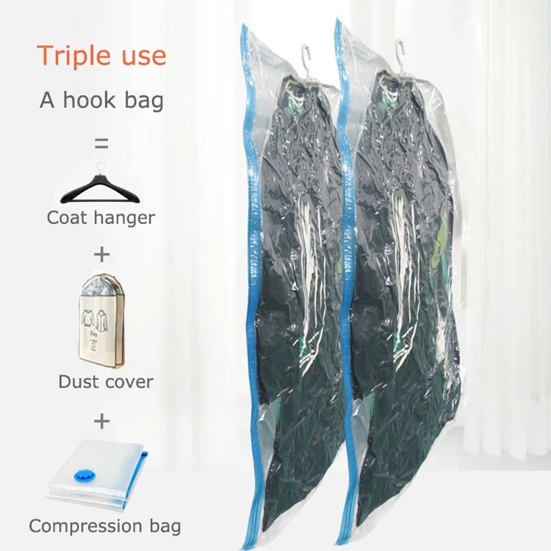 Hot sale transparent hanging vacuum plastic storage bag garment coat dust bag