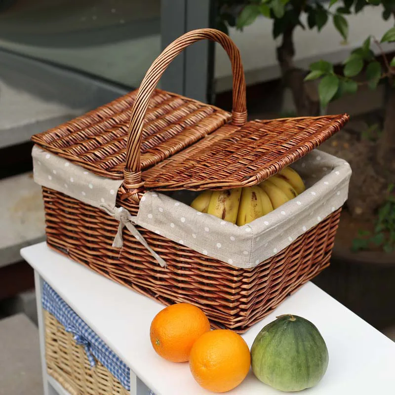 Lavinia wholesale custom handmade nature rattan wicker willow picnic basket hamper set with lid