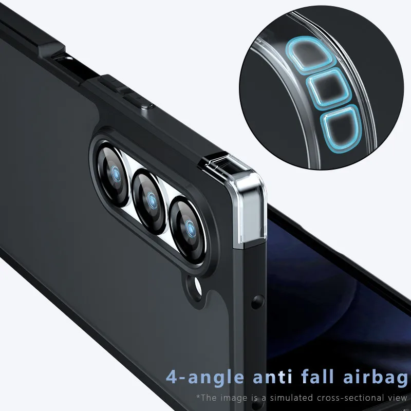 For Samsung Galaxy Z Fold 6 5 4 Matte Case Skin Feeling Matte Soft Silicone Folding Hinge Hard PC + TPU Protective Back Shell