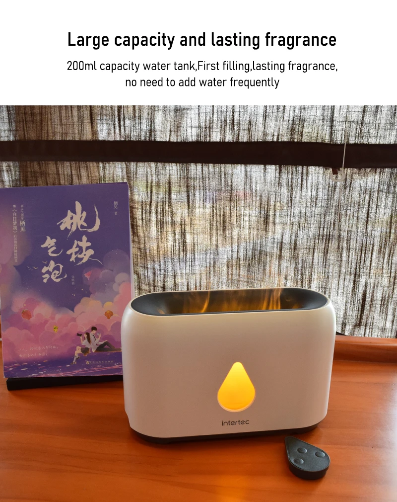 230ml capacity portable high quality aroma flame essential oil humidifier with LED night light