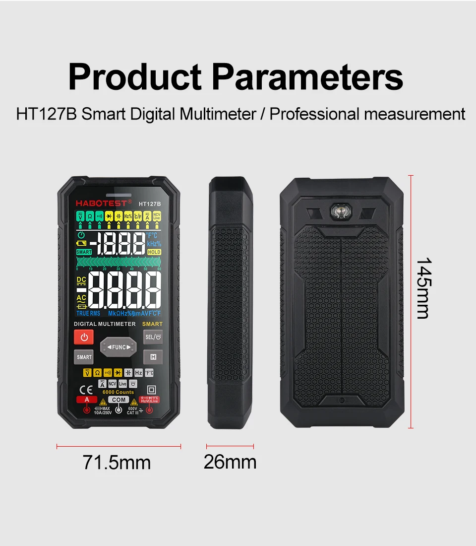 Dropshipping Professional Multimeter HABOTEST HT127B 6000 Counts Digital Multimetro CE & RoHS