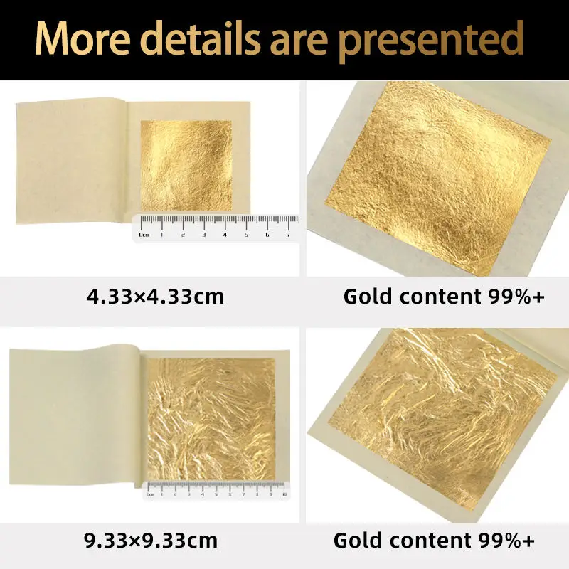 Chinese Factory Price Food Grade Gold Leaf Sheets For Cake Dessert  24K Pure Gold Leaf For Food Decoration