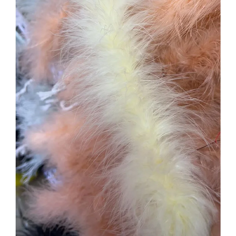 Wholesale 2 yards/pcs dyed colorful turkey feather marabu boa feather strip for DIY craft sewing trim home wedding party decor