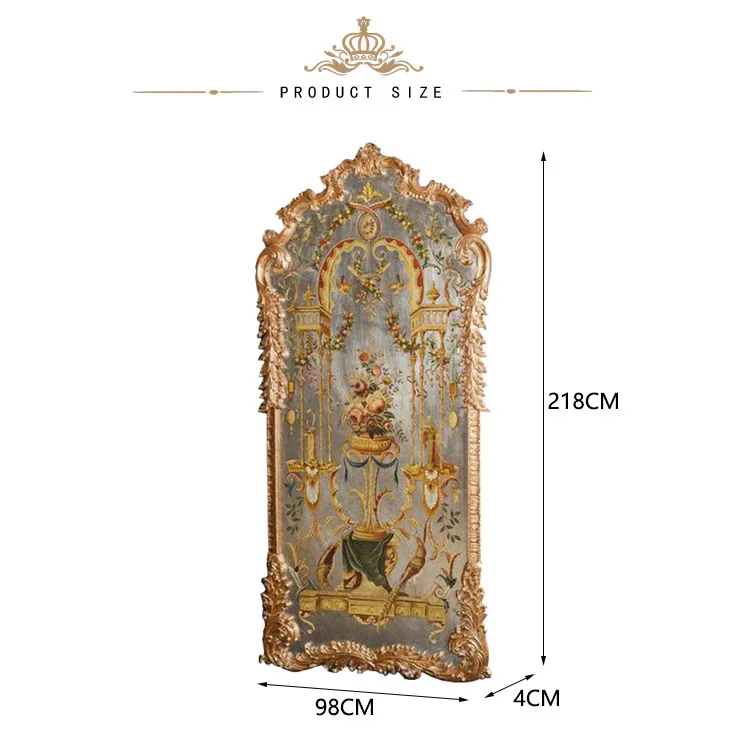 Yips LD-1403-1159 European Style Handpainted Floral Pattern on Silver-Leaf Classical Home Decoration Luxury Wall Panel
