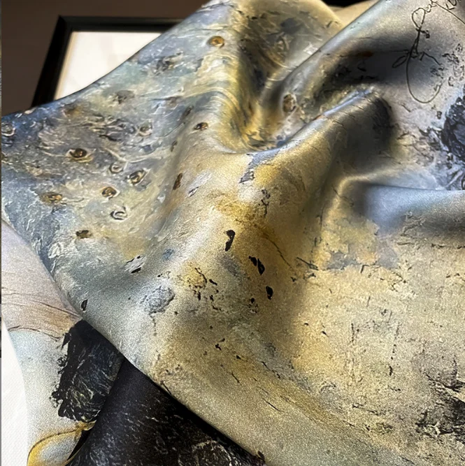 Custom Digital Printed Silk Scarf Designer Wholesale  New Silk Satin Thin Shawl