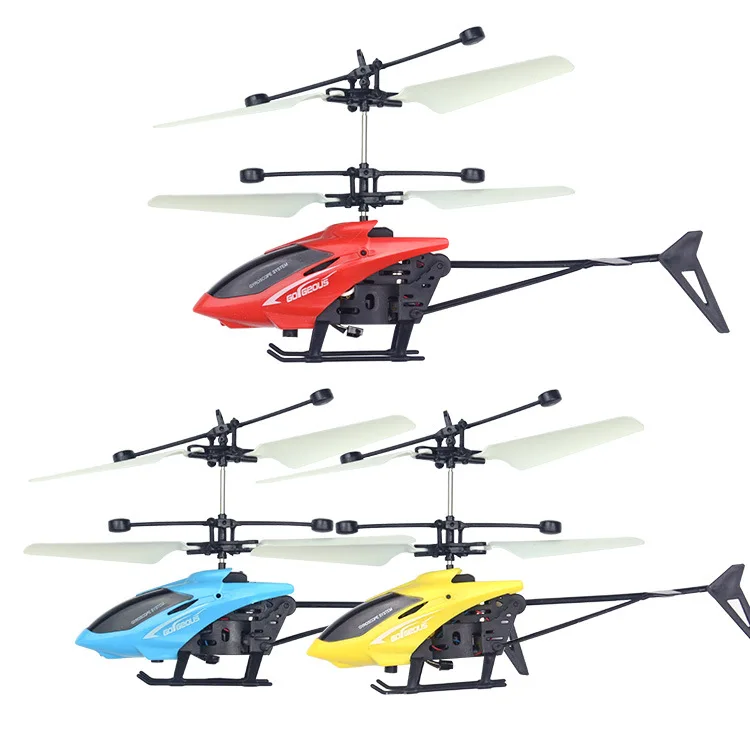 Remote control toy airplane motor flight sensor LED light toy helicopter