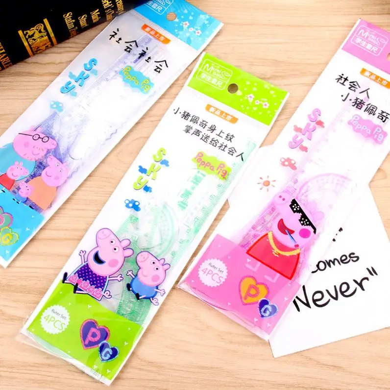 variety magic ruler Pocket Plastic Transparent Scale Teaching Cute Cartoon Kids Student Ruler Set
