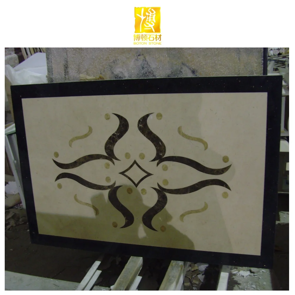 Modern Flower Pattern Mosaic Tile Multi Color Natural Stone Medallions Hotel Lobby