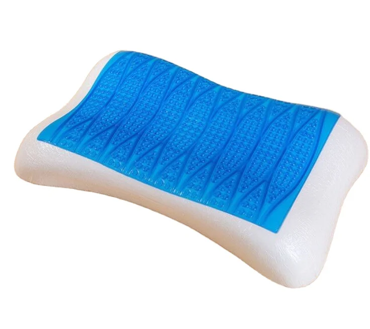 Memory Foam Bed Pillow with Cooling Blue Gel Contour Bedding Pillow High Premium Gel Memory Foam Contour Cervical Pillow