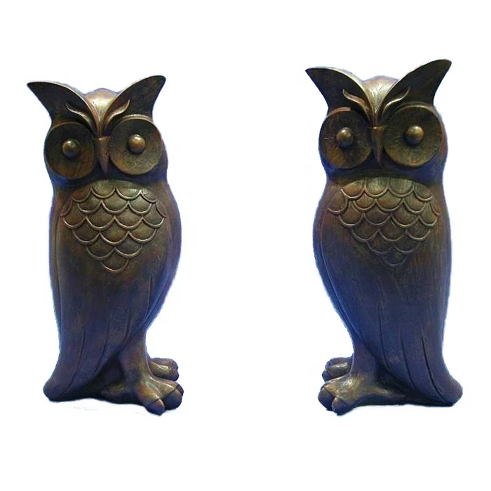 
Factory 2 sets of the latest imitation rust wood BROWN resin owl statues home decor 