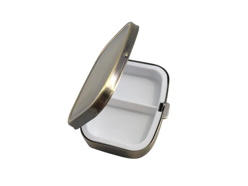 Retro Pill Case Pill Box Pocket 2 Compartment Medicine Case Vitamin Pill Organizer for Pocket Purse and Travel Gifts